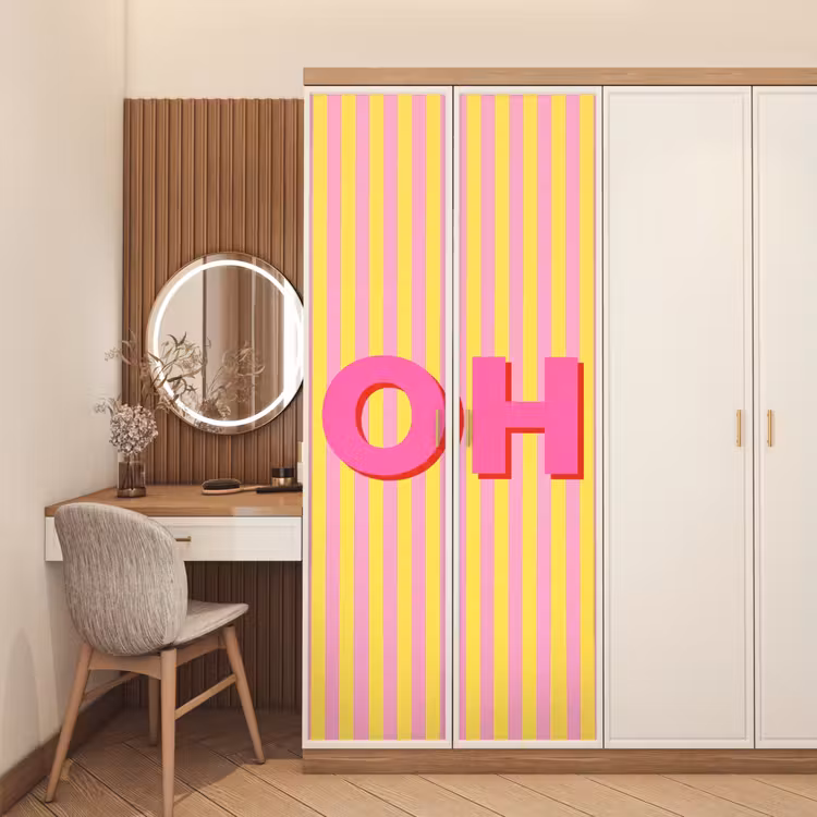 Deursticker - Tekst - Strepen - Roze — 5