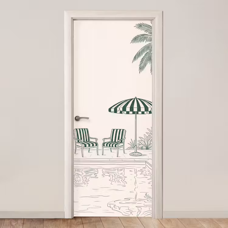Deursticker - Terras - Illustratie - Groen — 1