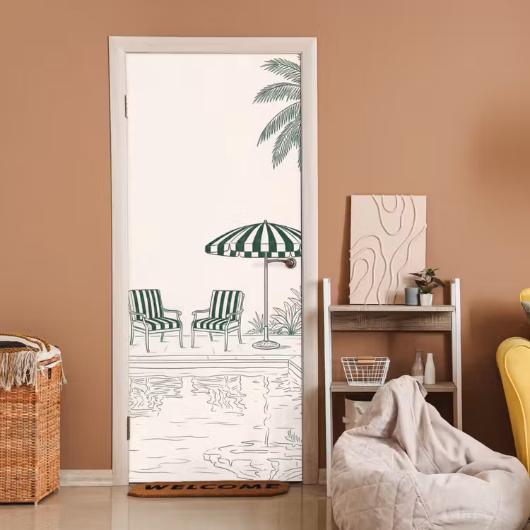 Deursticker - Terras - Illustratie - Groen — 2