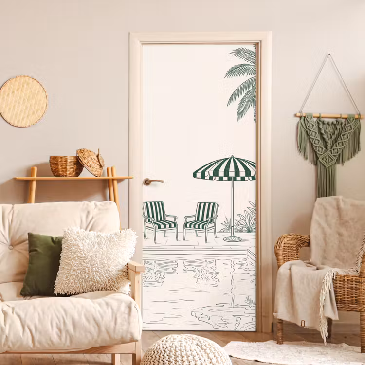 Deursticker - Terras - Illustratie - Groen — 4