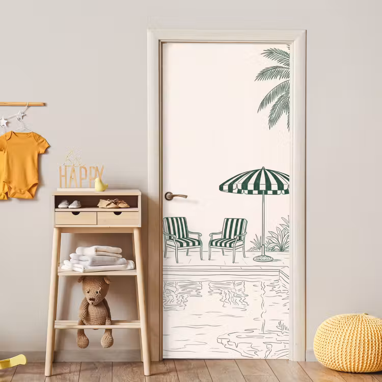 Deursticker - Terras - Illustratie - Groen — 6