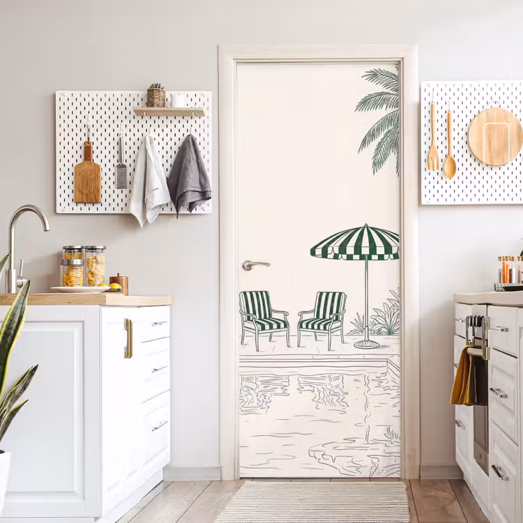 Deursticker - Terras - Illustratie - Groen — 7