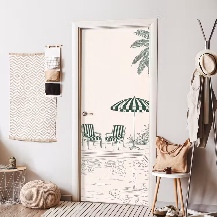 Deursticker - Terras - Illustratie - Groen — 8