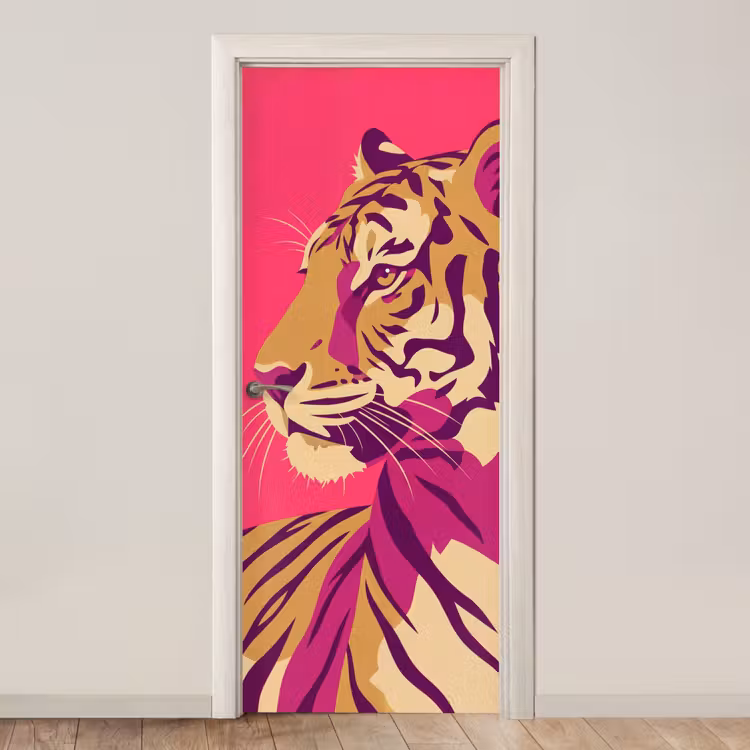 Deursticker - Tijger - Modern - Neon — 1