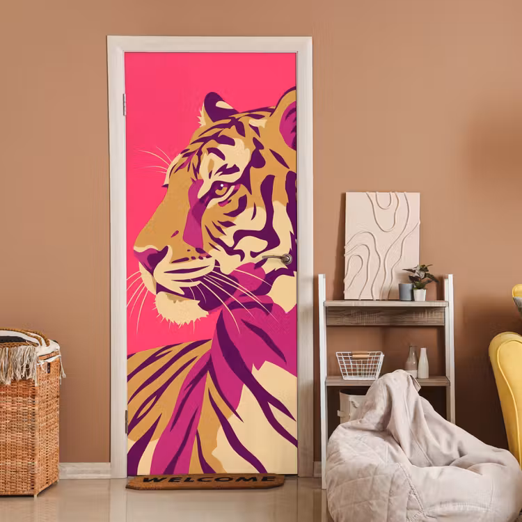 Deursticker - Tijger - Modern - Neon — 2