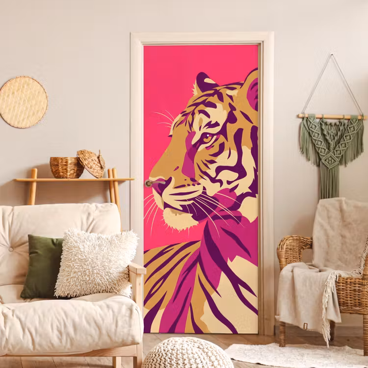 Deursticker - Tijger - Modern - Neon — 4