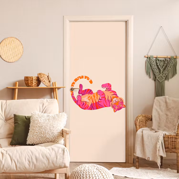 Deursticker - Tijger - Roze - Oranje — 4