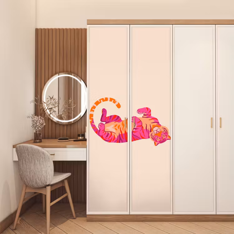 Deursticker - Tijger - Roze - Oranje — 5