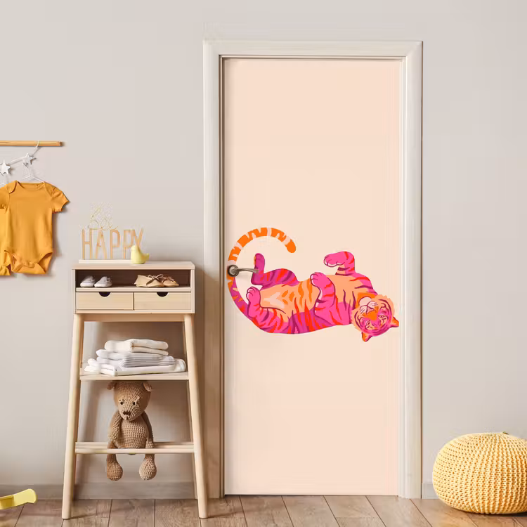 Deursticker - Tijger - Roze - Oranje — 6