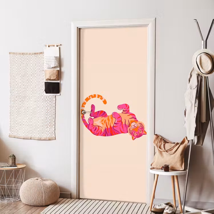Deursticker - Tijger - Roze - Oranje — 8