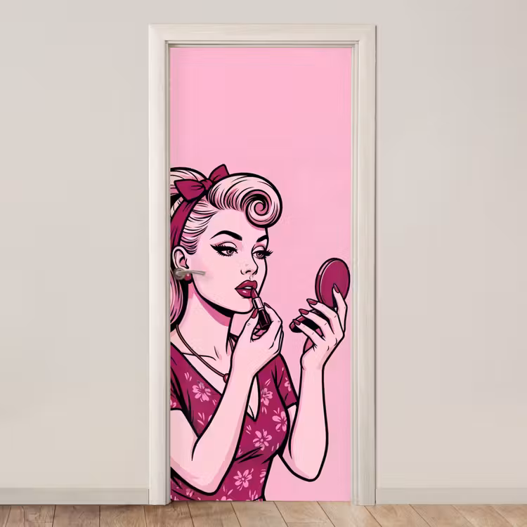 Deursticker - Vintage - Vrouw - Roze — 1
