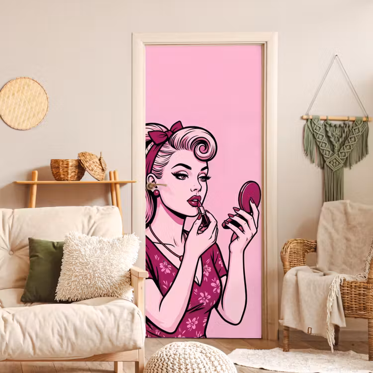 Deursticker - Vintage - Vrouw - Roze — 4
