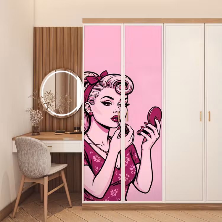 Deursticker - Vintage - Vrouw - Roze — 5