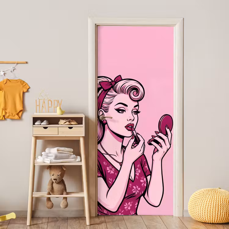 Deursticker - Vintage - Vrouw - Roze — 6