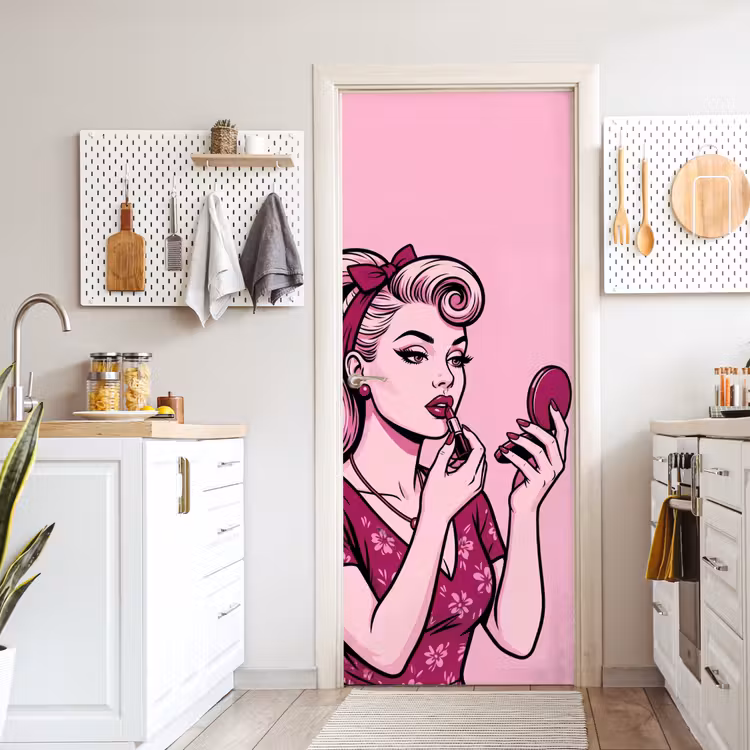 Deursticker - Vintage - Vrouw - Roze — 7