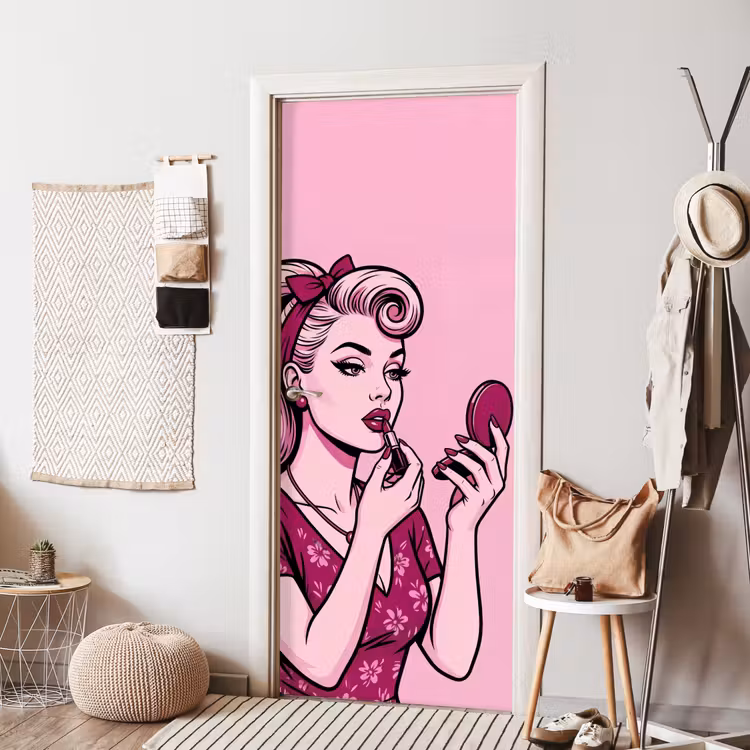 Deursticker - Vintage - Vrouw - Roze — 8