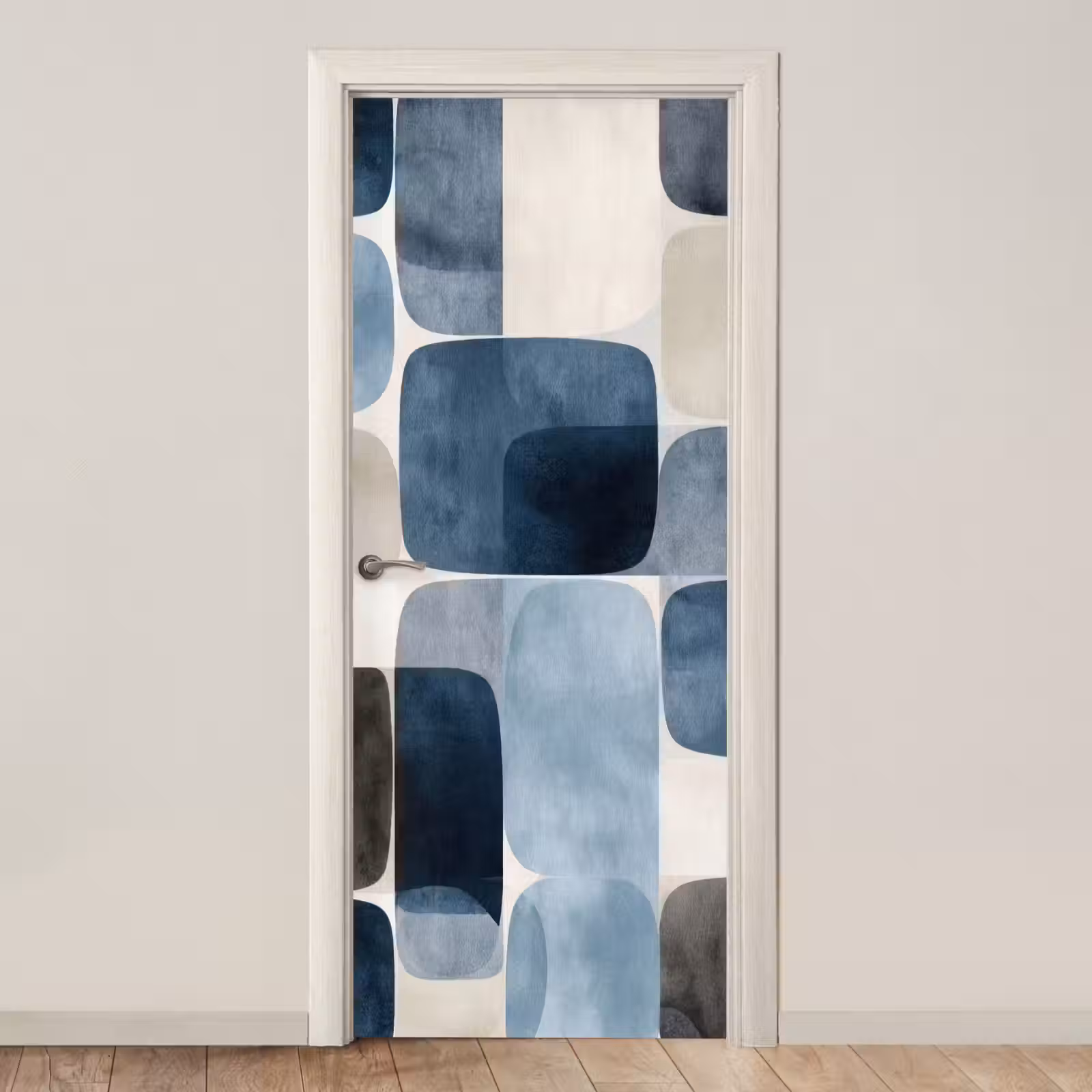 Deursticker - Patroon - Blauw - Vierkanten — 1