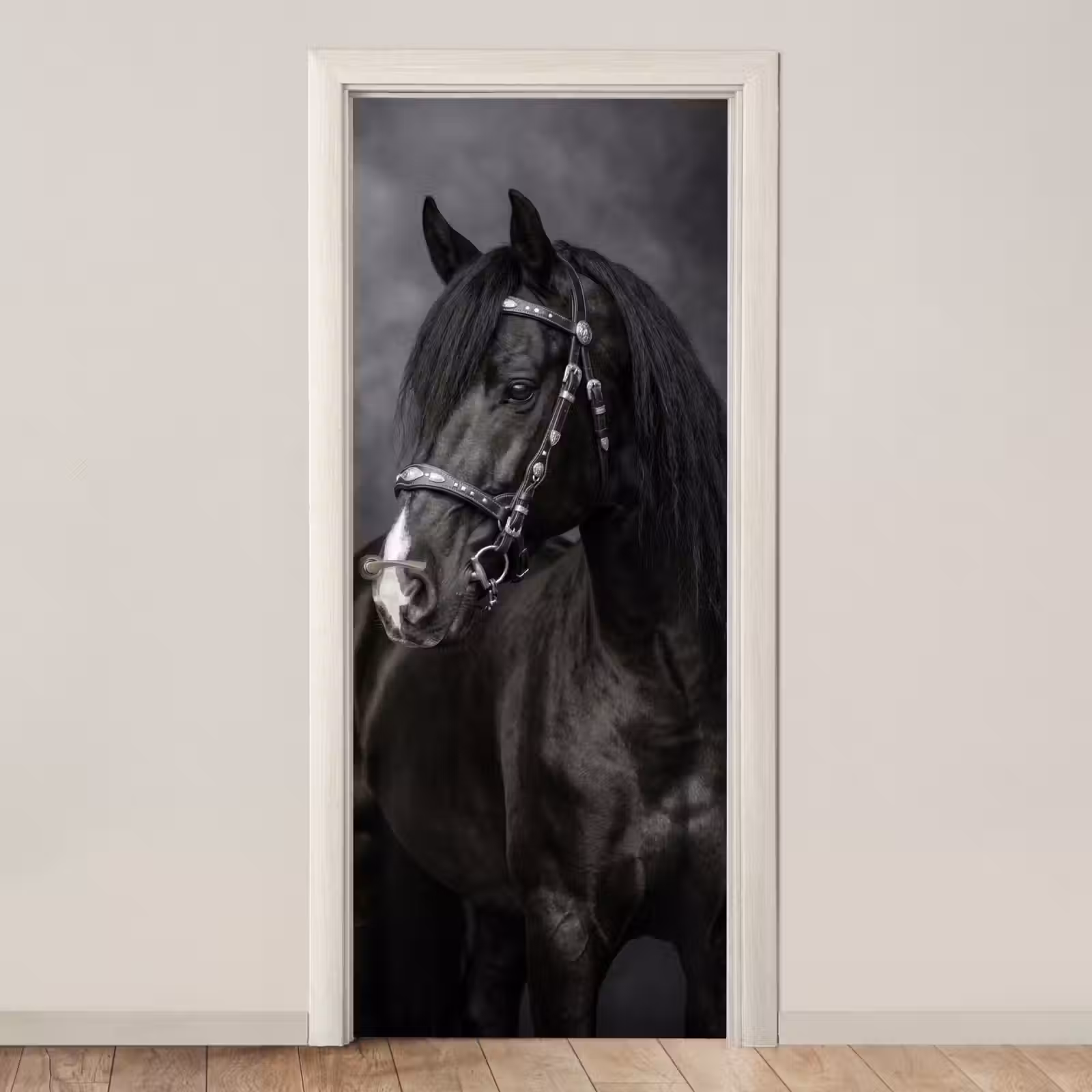 Deursticker - Portret - Paard - Zwart — 1