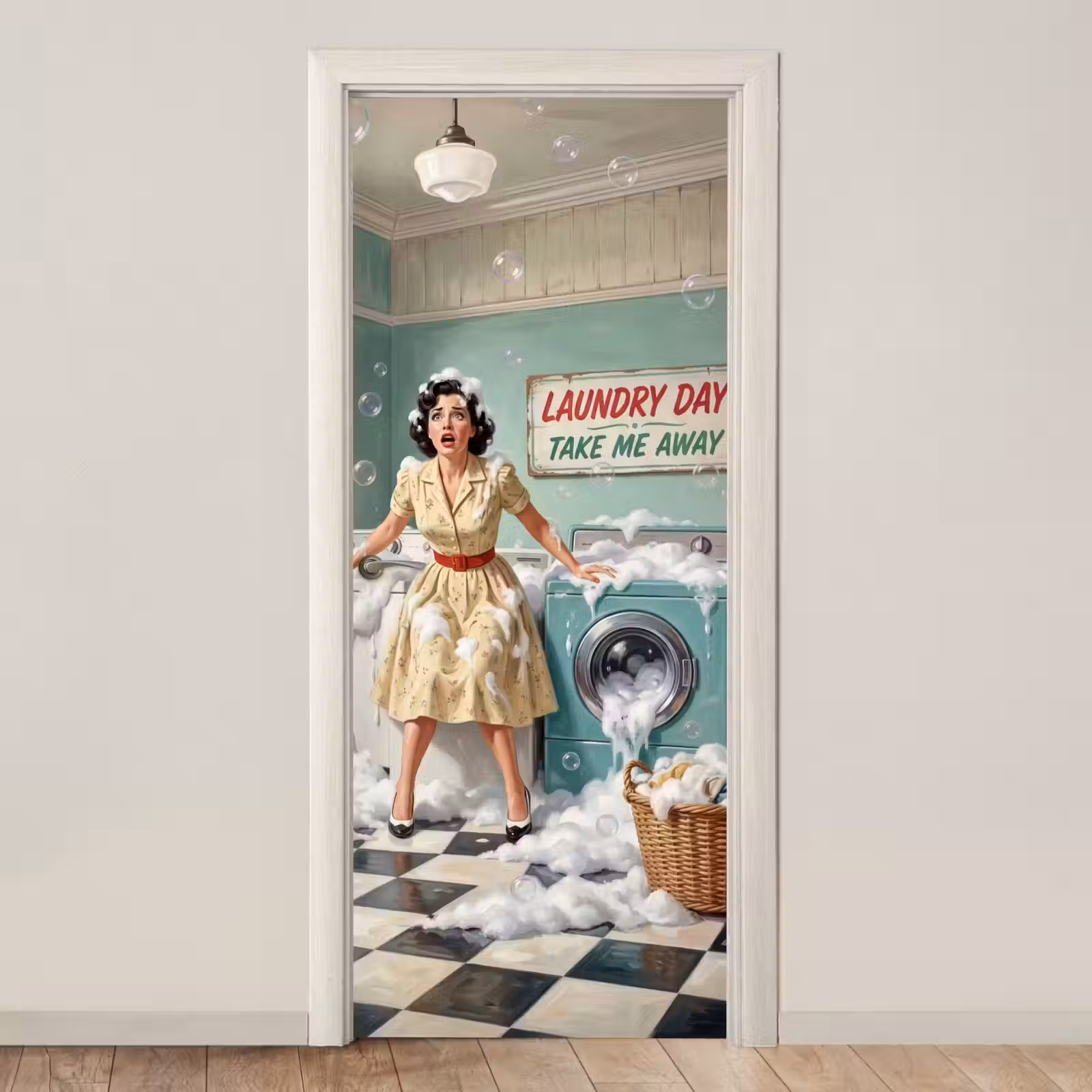 Deursticker - Retro - Blauw - Vrouw — 1