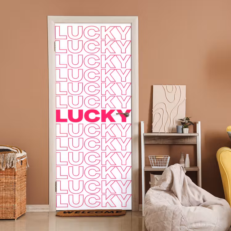 Deursticker - Lucky - Roze - Patroon — 2
