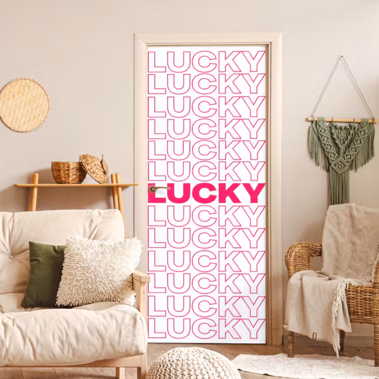 Deursticker - Lucky - Roze - Patroon — 4