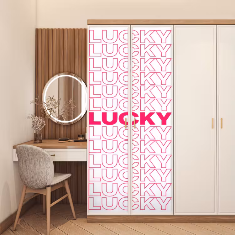 Deursticker - Lucky - Roze - Patroon — 5