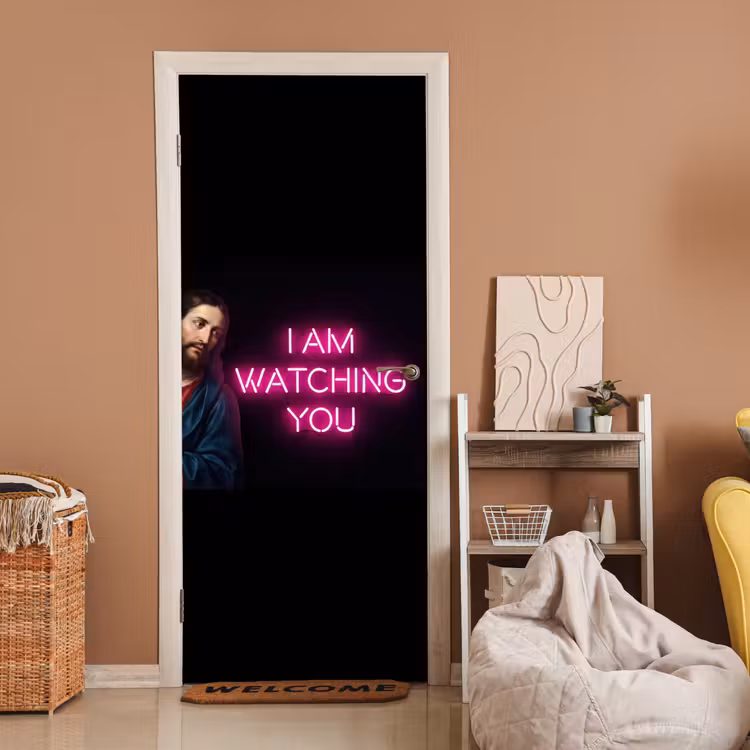 Deursticker - Man - Tekst - Neon — 2