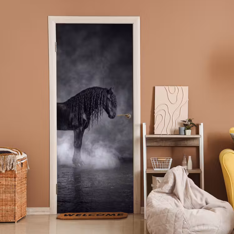 Deursticker - Paard - Magisch - Zwart — 2