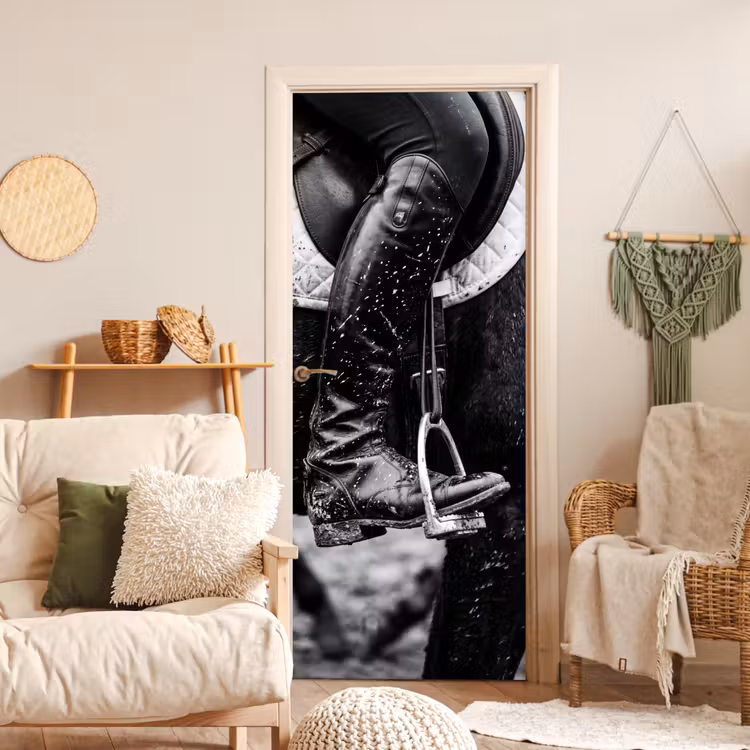 Deursticker - Paard - Sport - Zwart - Wit — 4