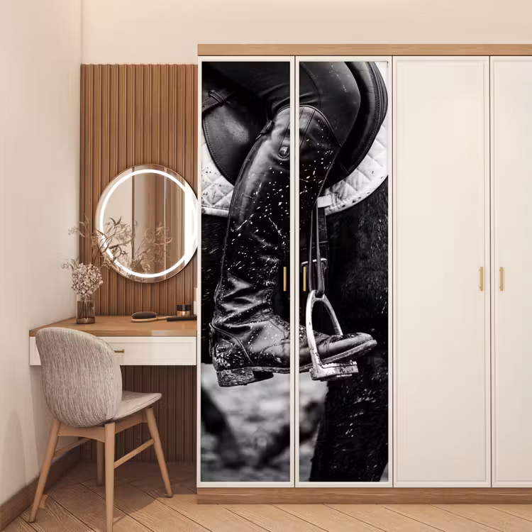 Deursticker - Paard - Sport - Zwart - Wit — 5