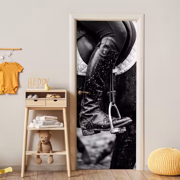 Deursticker - Paard - Sport - Zwart - Wit — 6