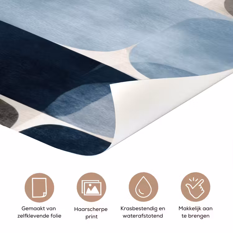 Deursticker - Patroon - Blauw - Vierkanten — 3