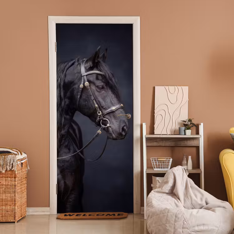 Deursticker - Portret - Paard - Donker — 2