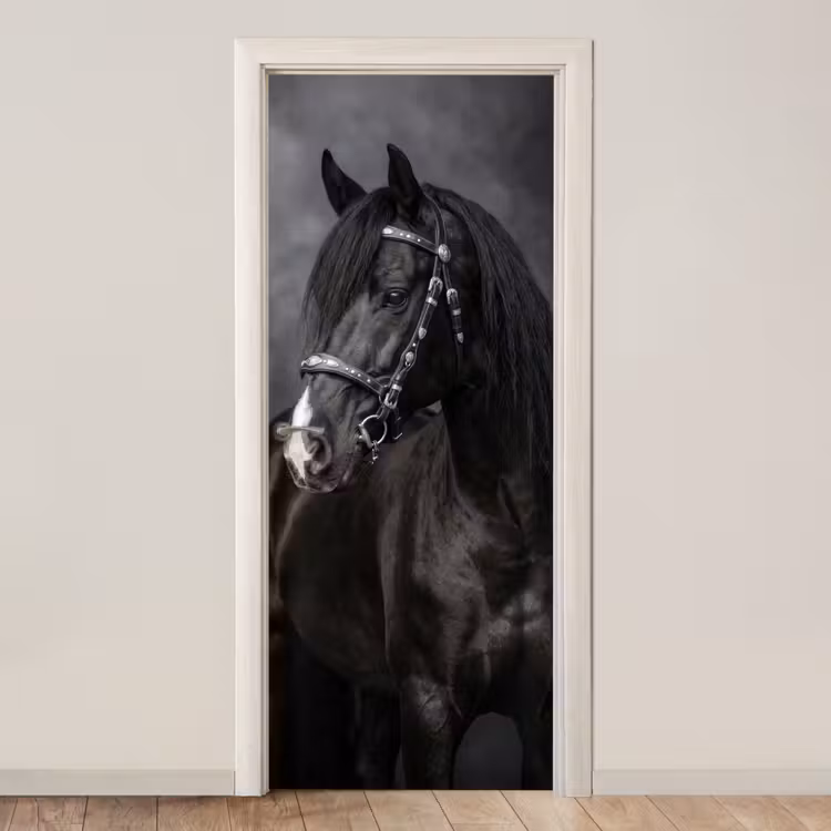 Deursticker - Portret - Paard - Zwart — 1
