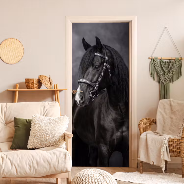 Deursticker - Portret - Paard - Zwart — 4