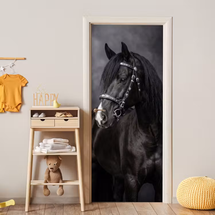 Deursticker - Portret - Paard - Zwart — 6