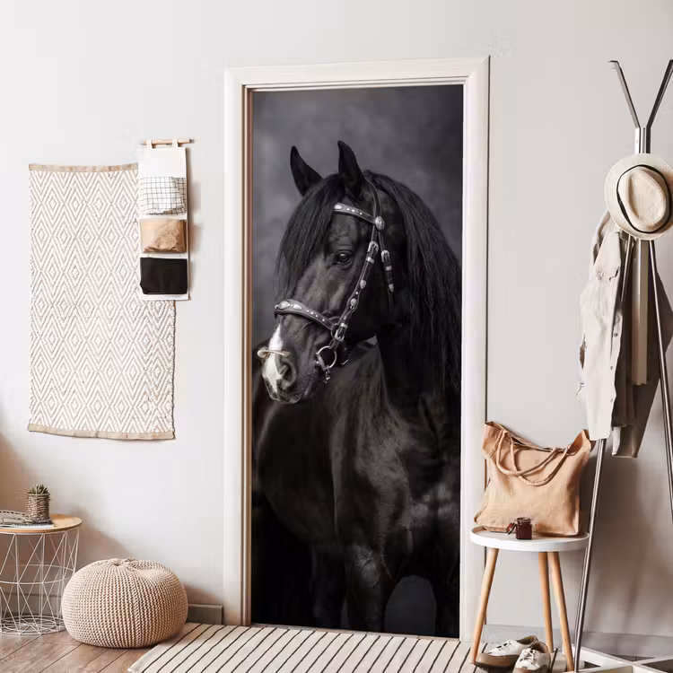 Deursticker - Portret - Paard - Zwart — 8