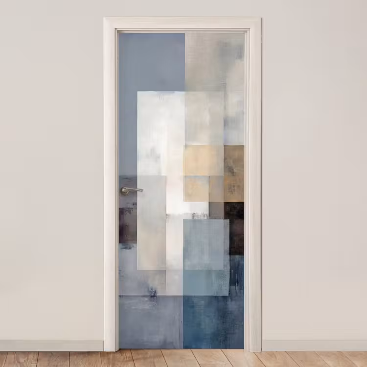 Deursticker - Rechthoeken - Abstract - Blauw — 1