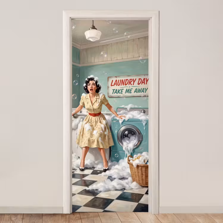 Deursticker - Retro - Blauw - Vrouw — 1