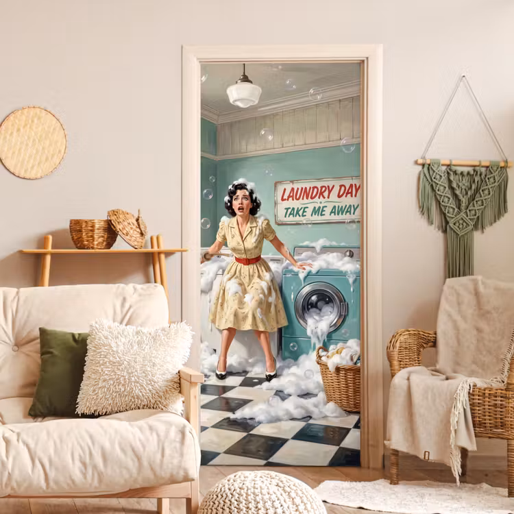 Deursticker - Retro - Blauw - Vrouw — 4