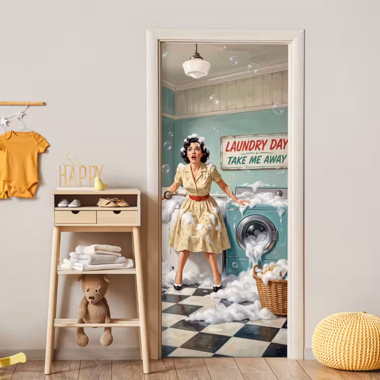 Deursticker - Retro - Blauw - Vrouw — 6
