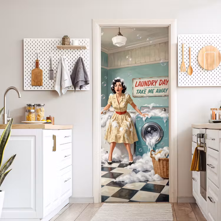 Deursticker - Retro - Blauw - Vrouw — 7