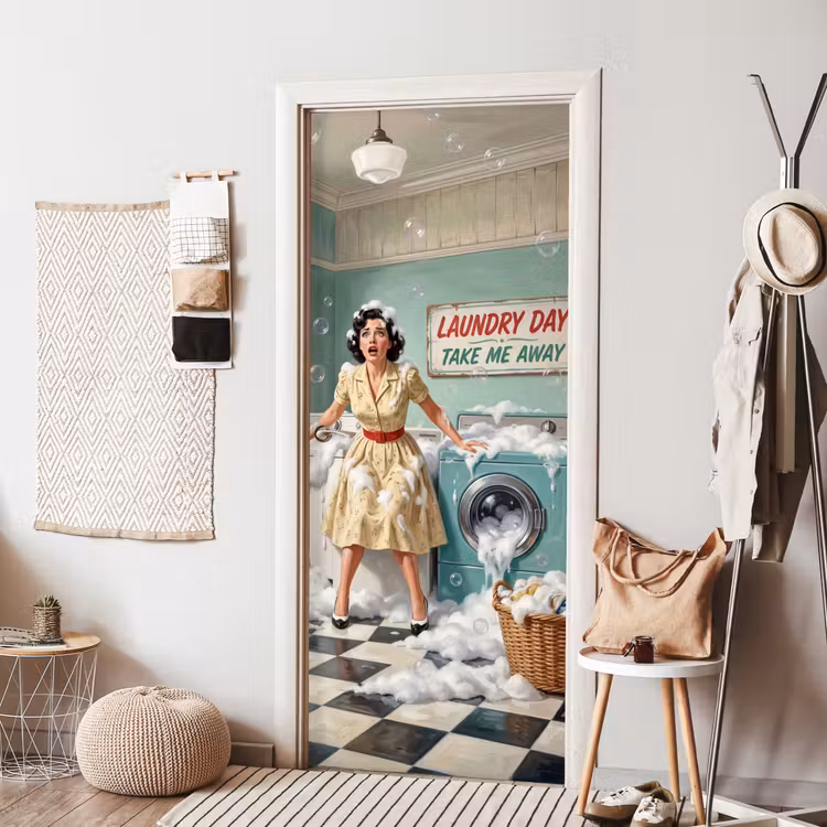 Deursticker - Retro - Blauw - Vrouw — 8