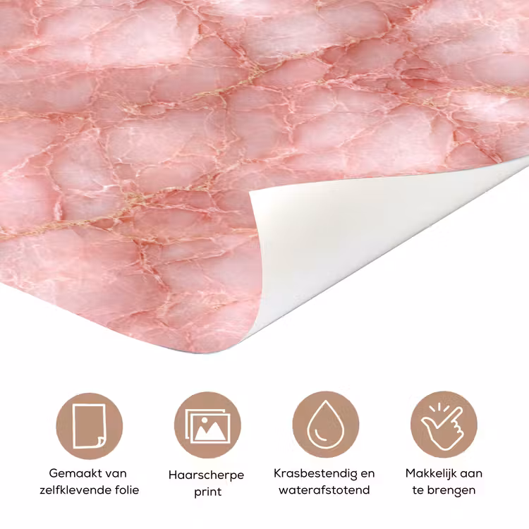 Deursticker - Roze - Kwarts - Goud - Marmer — 3