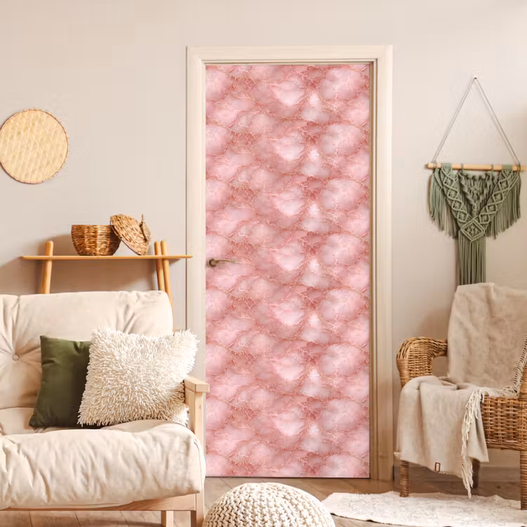 Deursticker - Roze - Kwarts - Goud - Marmer — 4