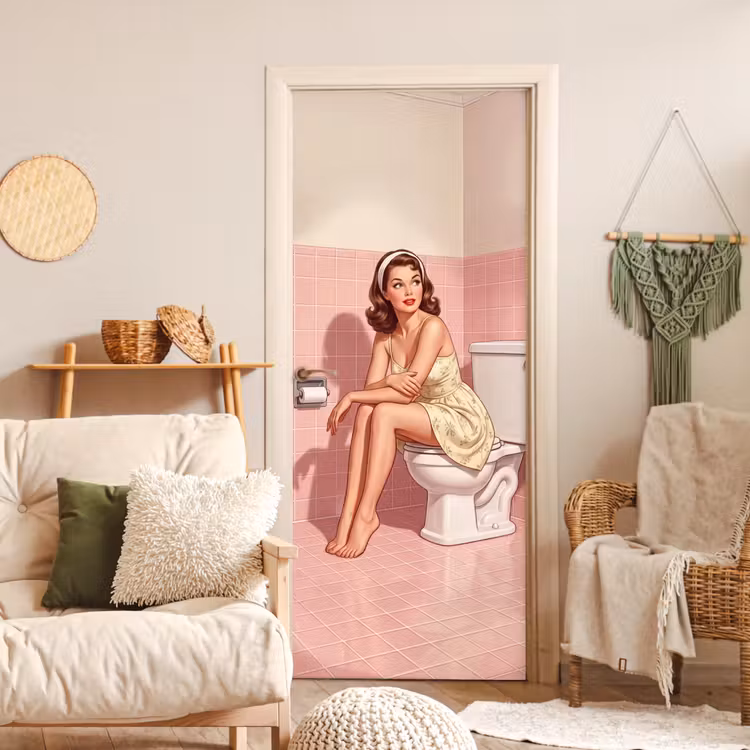 Deursticker - Roze - Retro - Vrouw — 4