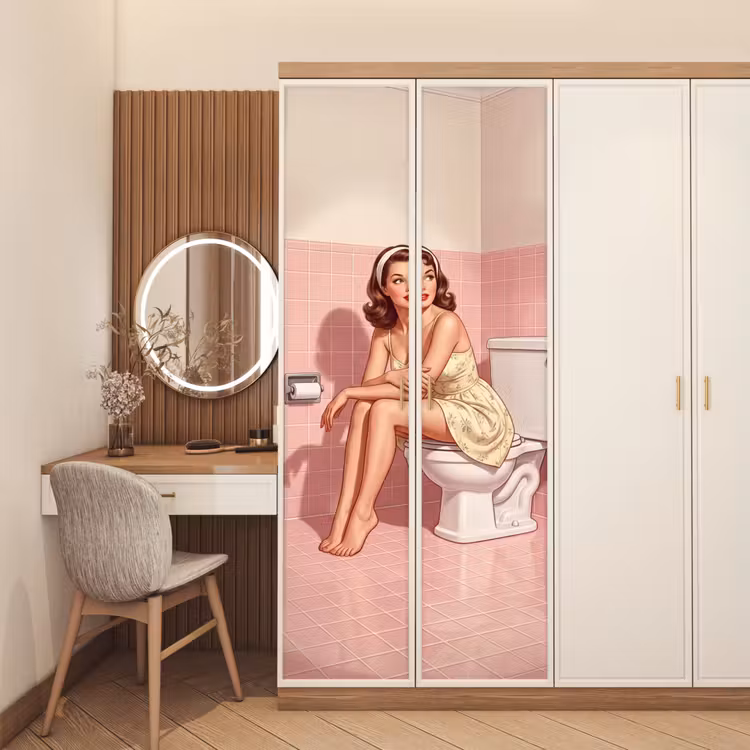 Deursticker - Roze - Retro - Vrouw — 5