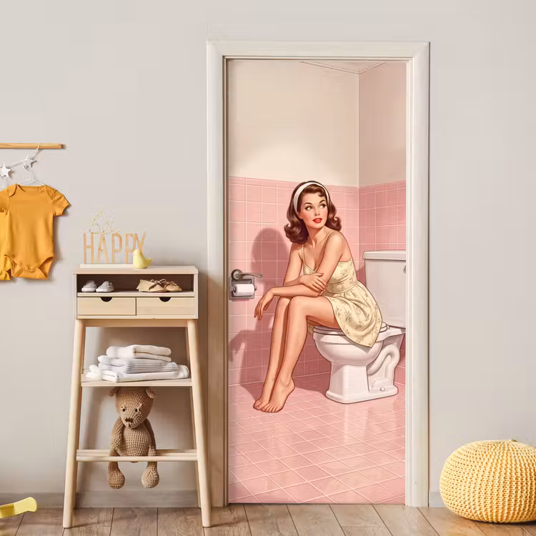 Deursticker - Roze - Retro - Vrouw — 6