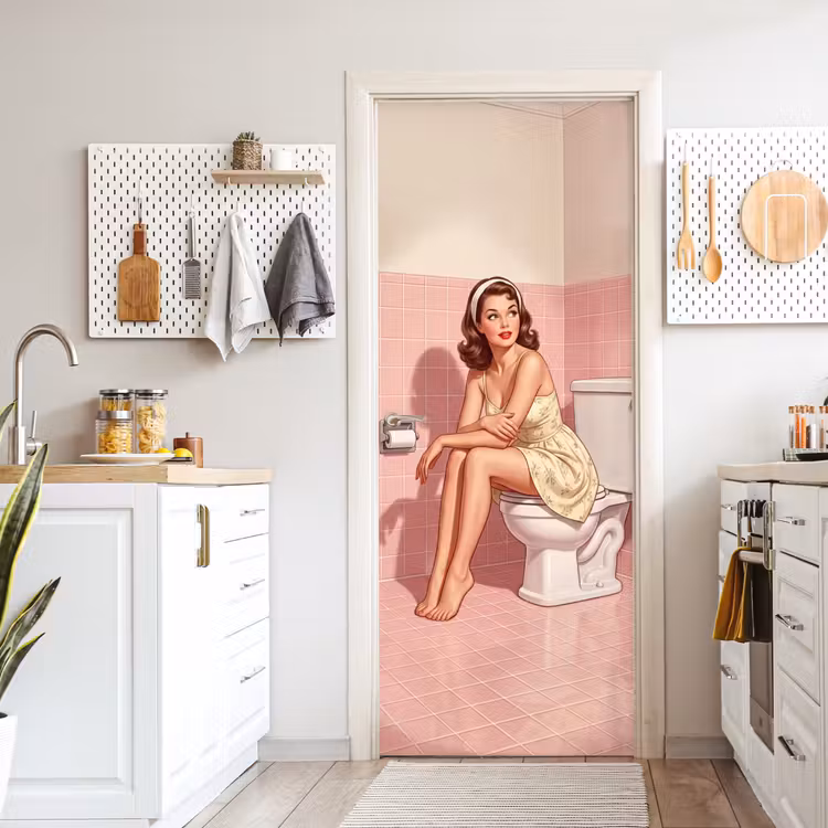 Deursticker - Roze - Retro - Vrouw — 7