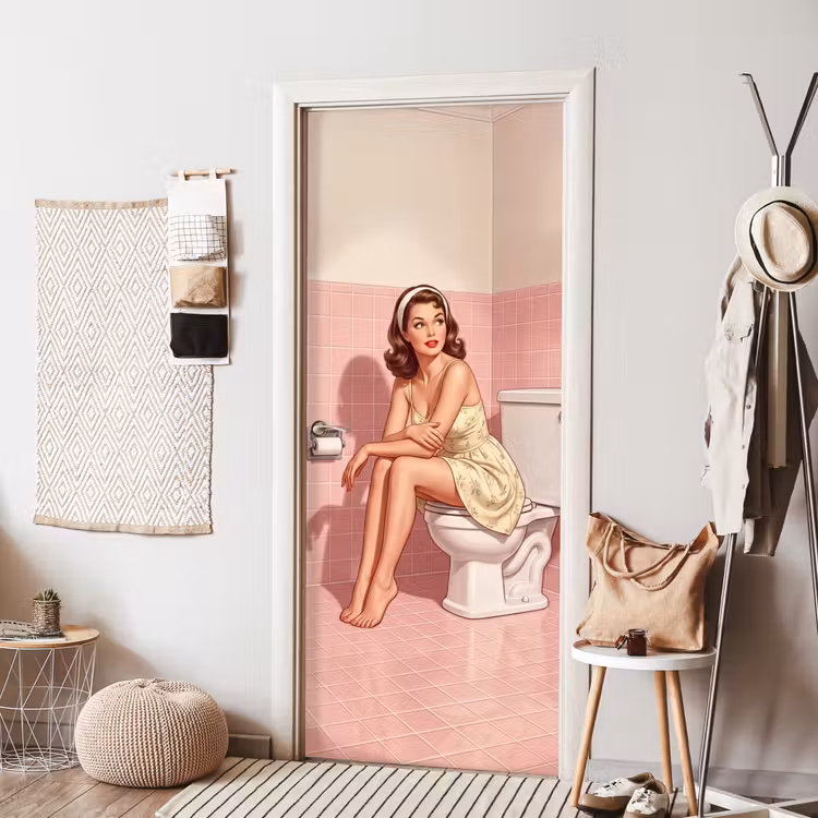 Deursticker - Roze - Retro - Vrouw — 8